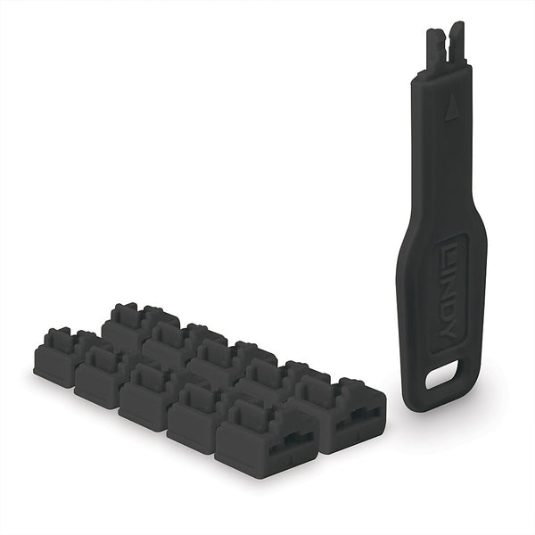 Bloqueur de port RJ45, lot de 10 + 1 clé, noir