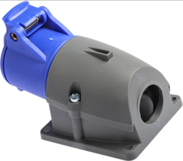 Prise industrielle murale coudée IP44 bleue 2P + T, 16 A, 230 V