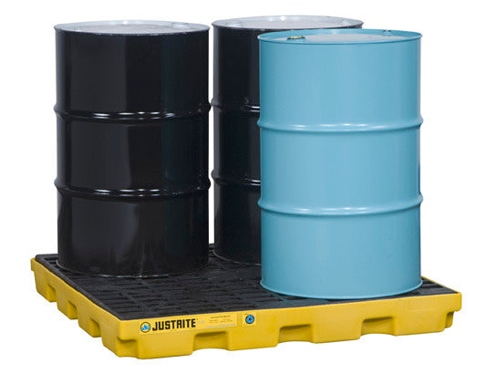 Centre de récupération pour 4 fûts, capacité de déversement de 49 gallons, EcoPolyBlend™, sans vidange, noir - 28657