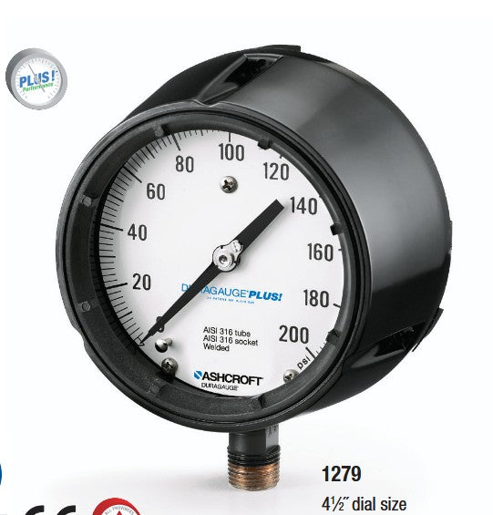 Ashcroft 45-1279-SS-04L-XC3-SG-300 Pressure Gauge Stainless Steel