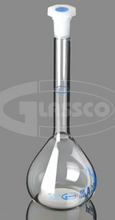 Fiole jaugée, classe A, avec bouchon PE, certificat de lot, ISO 