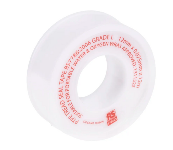 Ruban PTFE blanc RS PRO 12 m x 12 mm x 0,075 mm