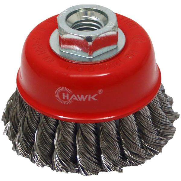 TBA 3" X M10 X 1.5 KNOT TYPE WIRE CUP BRUSH WITH NUT