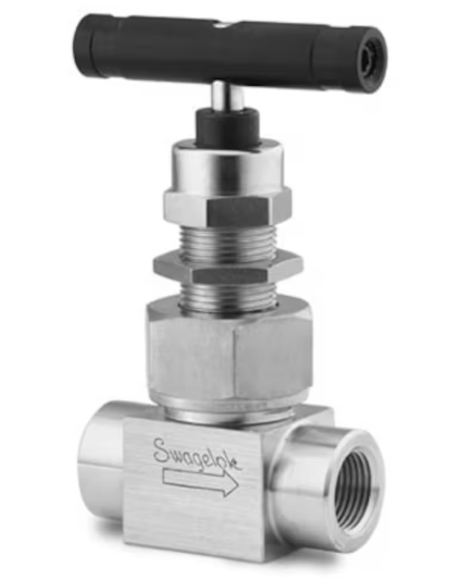 Vanne à pointeau à chapeau union en acier inoxydable pour service sévère, 2,4 Cv, 1/2 po FNPT, tige à bille, garniture Grafoil 