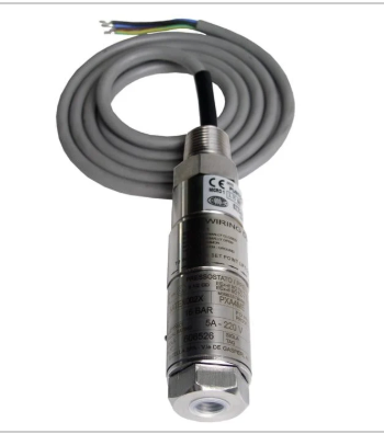 Pressostat miniature Wika PXS4ME, plage de pression de 1,6 à 6 bar, filetage interne femelle 1/4" NPT - filetage externe mâle 1/2"-14 NPT, câble de 5 m