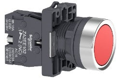 Bouton-poussoir complet, Easy Harmony XA2, plastique, encastré, rouge, 22 mm, rappel par ressort, sans marquage, 1NC