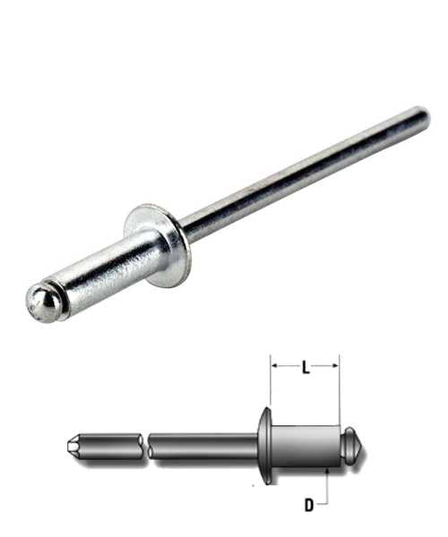 Rivet aveugle en aluminium RS PRO, 4 mm