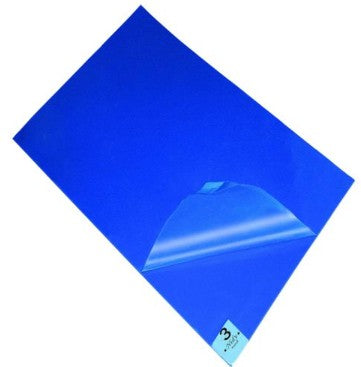 Tapis adhésif pour salle blanche 61 x 91 cm, bleu (30 feuilles/tapis, 10 tapis/carton)