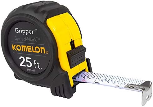 Mètre ruban Komelon SM5425 Speed ​​Mark Gripper, lame en acier revêtue d'acrylique, 2,5 cm x 7,6 m, blanc