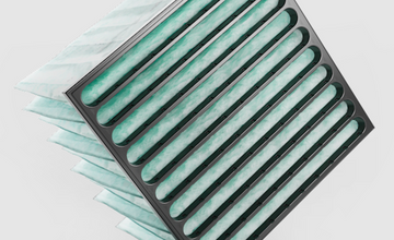 Camfil Hi-Flo M-series Bag Filter  Model: M7, Number of pockets: 12  Size: W592xH592xD640mm with 25mm header  Airflow: 3400cmh, Initial dP: 60Pa  Efficiency: F7 to EN779:2012, ePM1 60% to ISO16890  Frame: Galvanised Steel, Media: Glass Fibre
