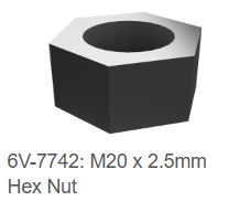 6V-7742 : Écrou hexagonal M20 x 2,5 mm 