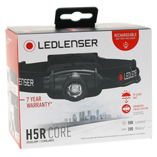 Lampe frontale Ledlenser H5R Core 500 lm rechargeable IP67 à intensité lumineuse variable et mise au point avancée