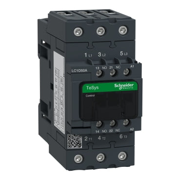 LC1D50AP7 Présentation des contacteurs Schneider Electric TeSys Deca - Avantages techniques - Gamme TeSys Deca - Aperçu + 2 + 2 1 vidéos - Contacteur TeSys Deca, triphasé (3 NO), AC-3/AC-3e, ≤ 400 V, 50 A, bobine 230 V AC 50/60 Hz, bornes à vis 