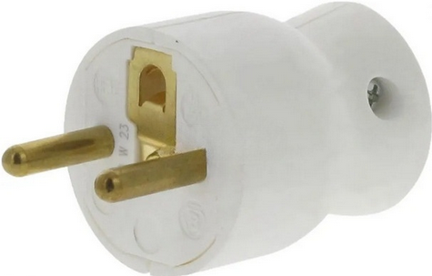 Fiche plastique droite 2P+T 16A - Blanche