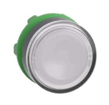 Tête pour bouton-poussoir lumineux, Harmony XB5, plastique, blanc encastré, 22 mm, LED universelle, retour par ressort, lentille simple 