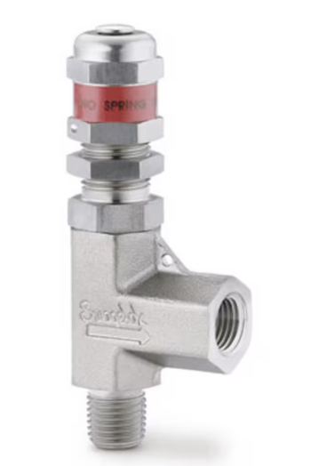 Soupape de décharge SWGLK 'R3A' 1/4" MxF NPT, SS316 Plage de pression de réglage : 50 à 350 PSIG (3,4 à 24,1 BAR)