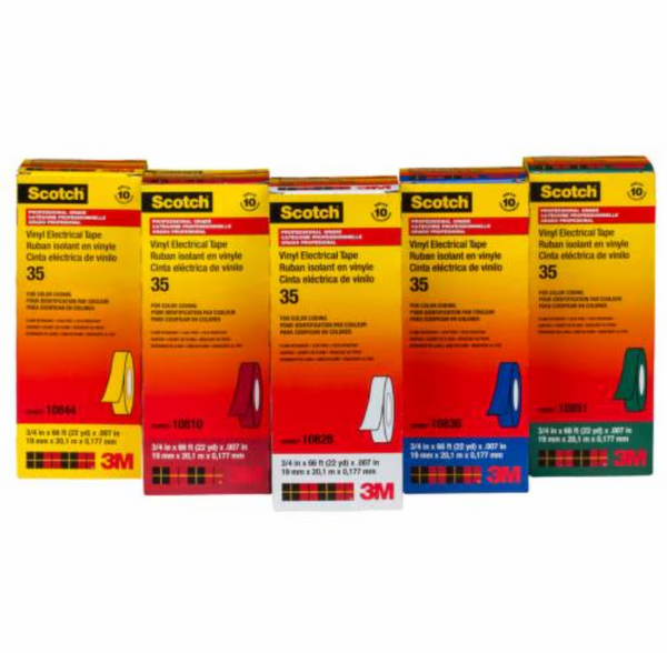 Ruban isolant électrique Scotch® en vinyle à codage couleur 35