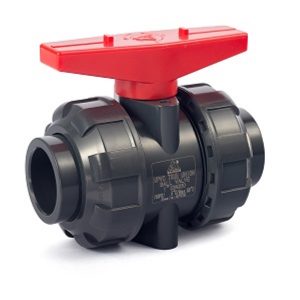 Vanne à bille à union véritable en PVC Sch 80 de 2 pouces, EPDM, (SOC x SOC) 